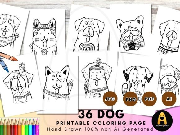 Cute Dog, Animals Coloring Pages: A Hand-Drawn Asset for Creatives