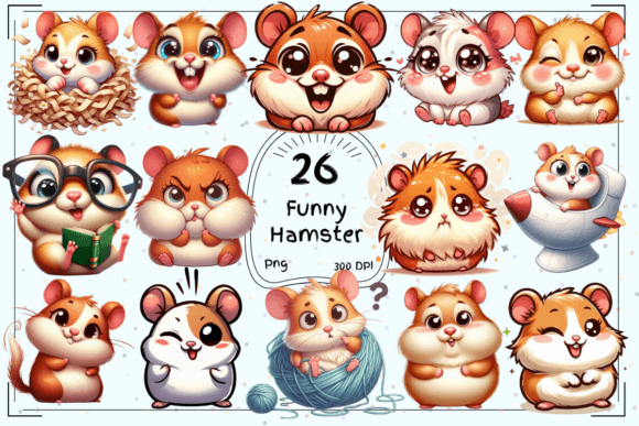 Cute Funny Hamster: Whimsical Clipart for Playful Design