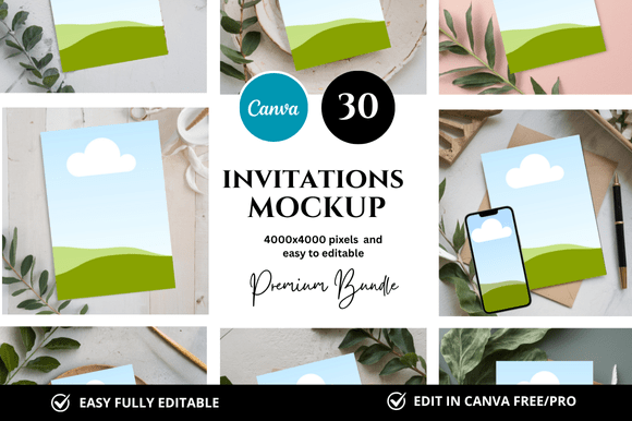 Elevate Your Brand with 30 Invitation Canva Mockup Templates