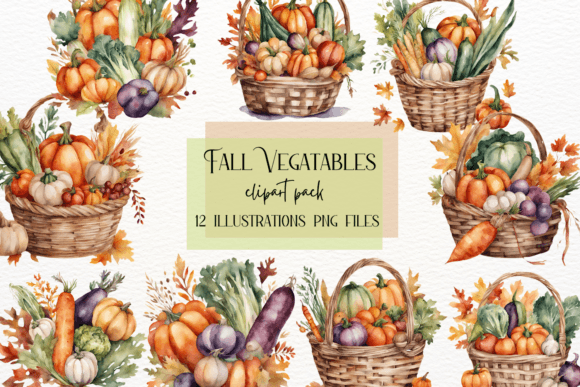 Fall Vegetables in Basket: Autumn Garden Design Assets