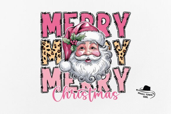 Leopard Merry Christmas Pink Santa Png: Festive Design Asset
