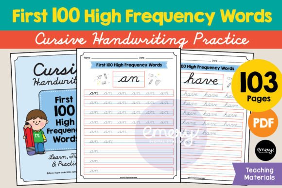 Mastering the First 100 High Frequency Words in Cursive Design