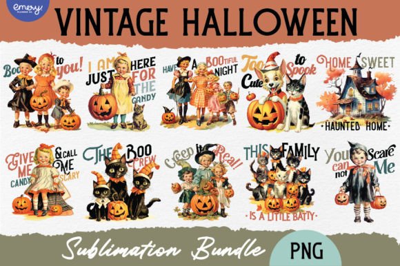 Vintage Halloween Sublimation Bundle PNG: Design for Creators