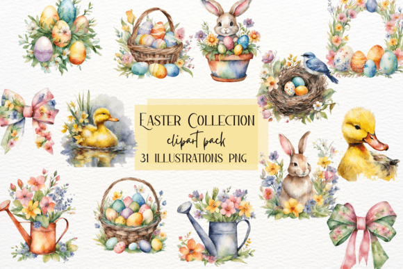 Watercolor Easter Bunny Clipart: Spring Design Magic